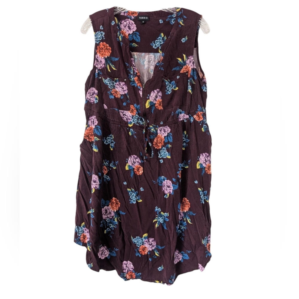 Torrid Sleeveless Floral Tunic - Dark Maroon Sz.(0)12
